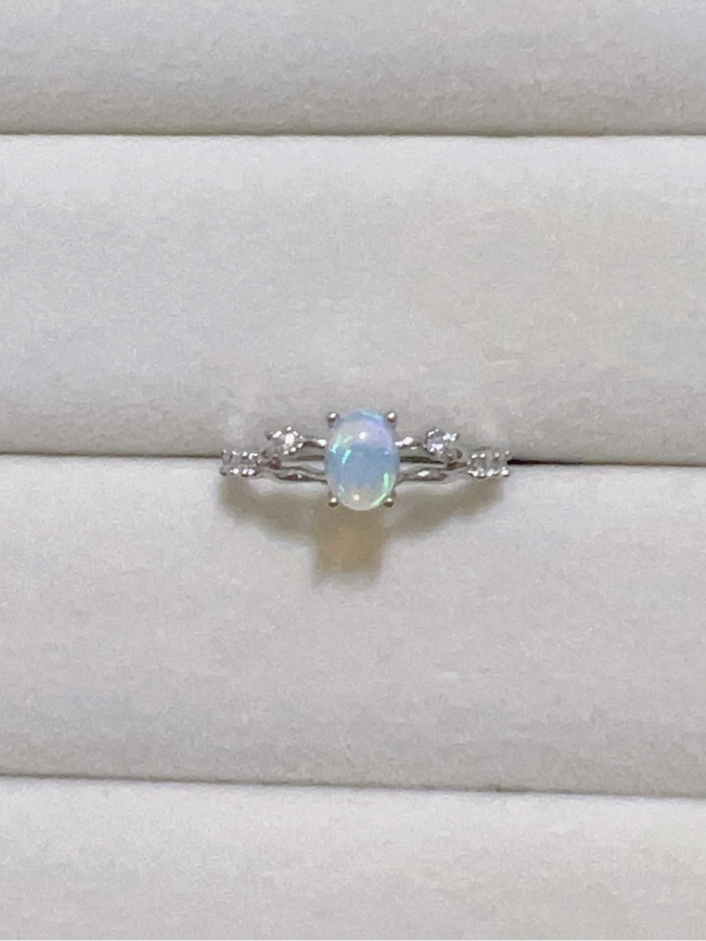 Natural Fire Opal Adjustable Ring | Silver Plated OneSize | Dainty Gemstone Ring